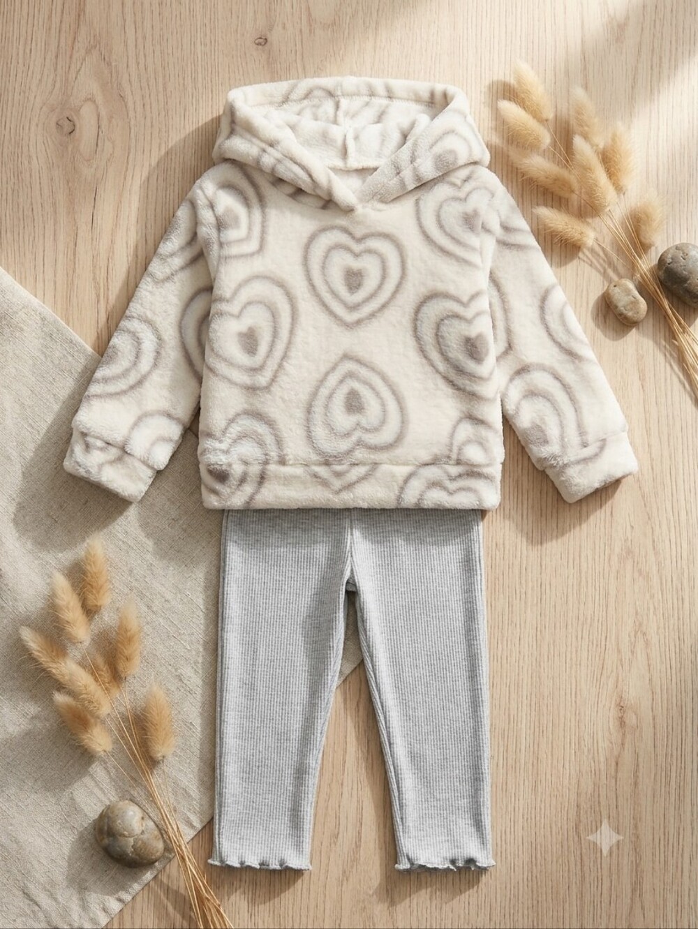 Kids Headquarters Cream and Tan Plush Hooded Pullover, Sz-12m, NWT